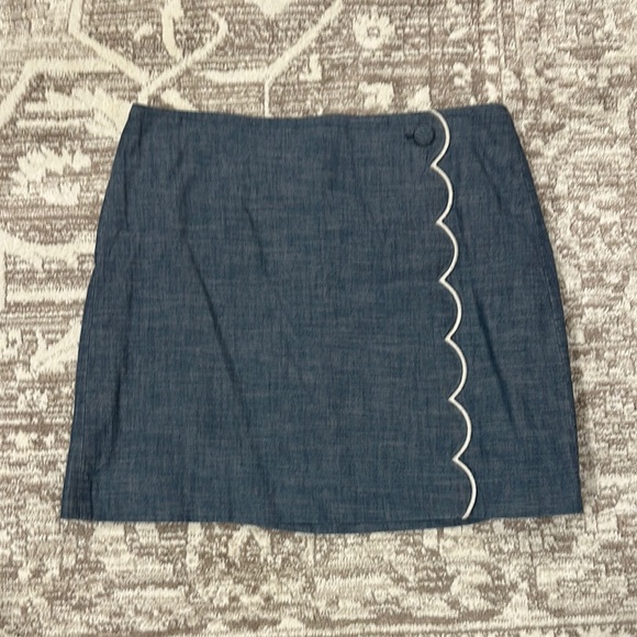 Jcrew Blue Skirt with Scalloped Edge - Picture 1 of 3